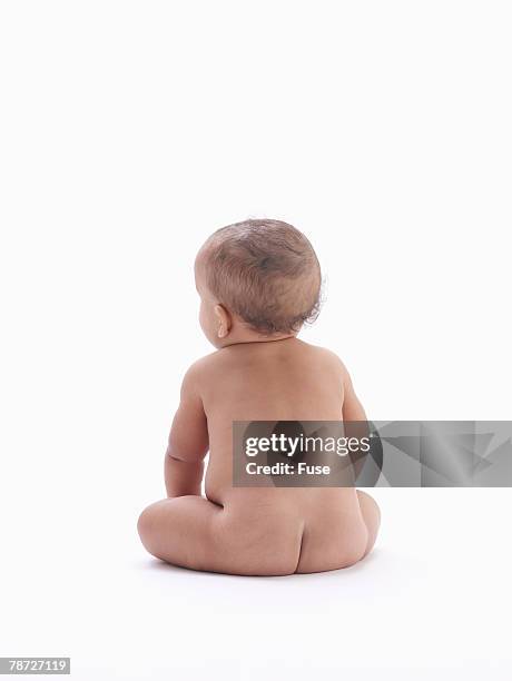 baby seen from back - boys bare bum 個照片及圖片檔