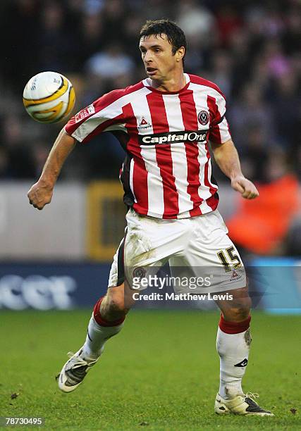 Gary Speed of Sheffield United in action during the Coca-Cola Championship match between Wolverhampton Wanderers and Sheffield United at Molineux on...