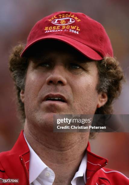 Actor Will Ferrell attends the Rose Bowl presented by Citi between the USC Trojans and the Illinois Fighting Illini at the Rose Bowl on January 1,...