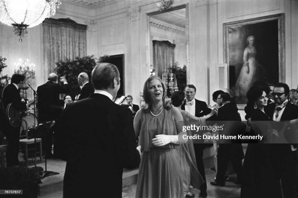 Susan Ford with Her Father President Gerald Ford at a Reception