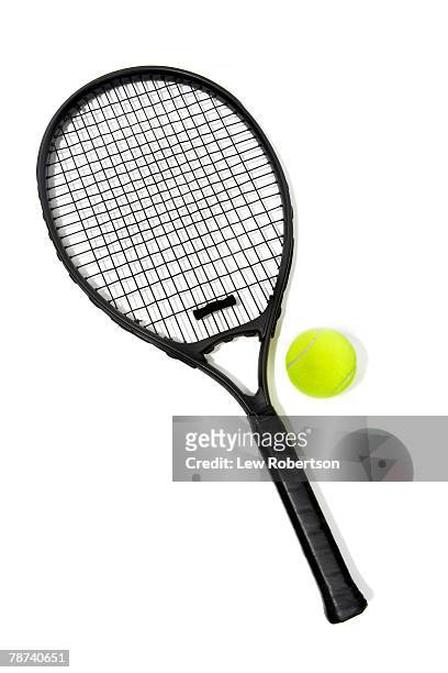 tennis racket and ball - tennis racquet isolated stock pictures, royalty-free photos & images