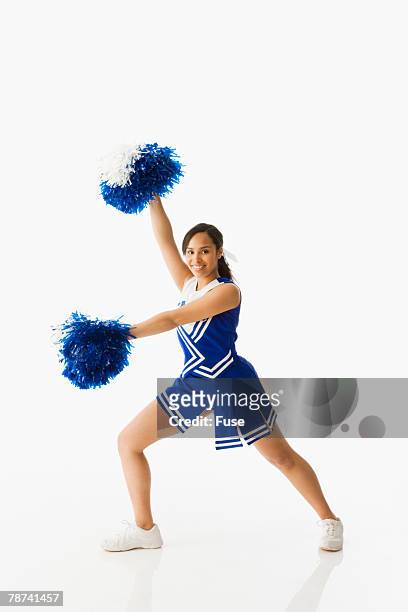 teenage girl cheerleader - cheerleader white background stock pictures, royalty-free photos & images