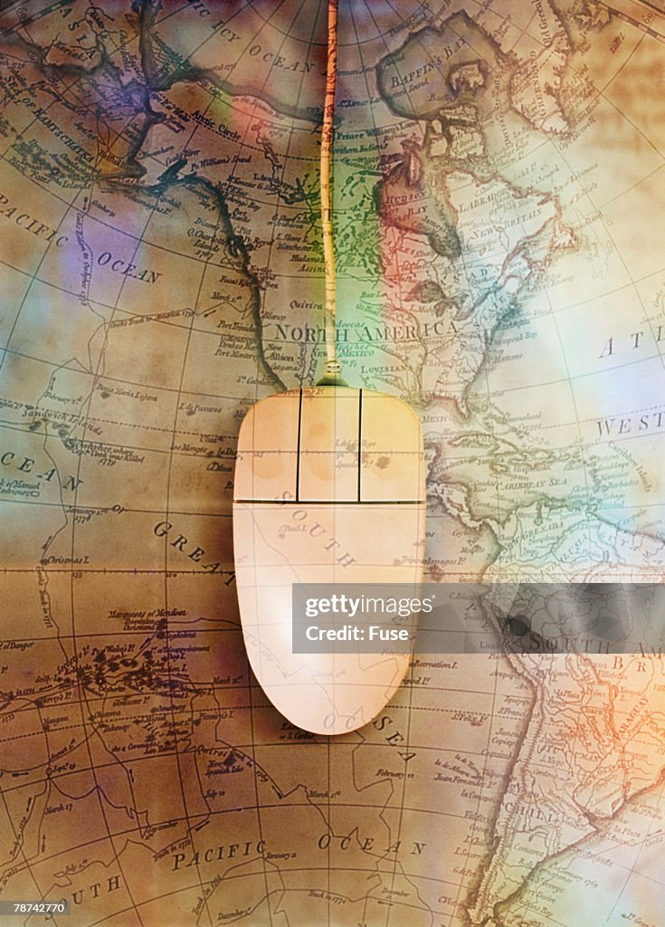 Computer Mouse on World Map