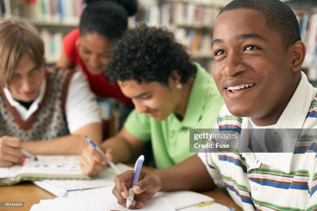 Students Studying in the Library