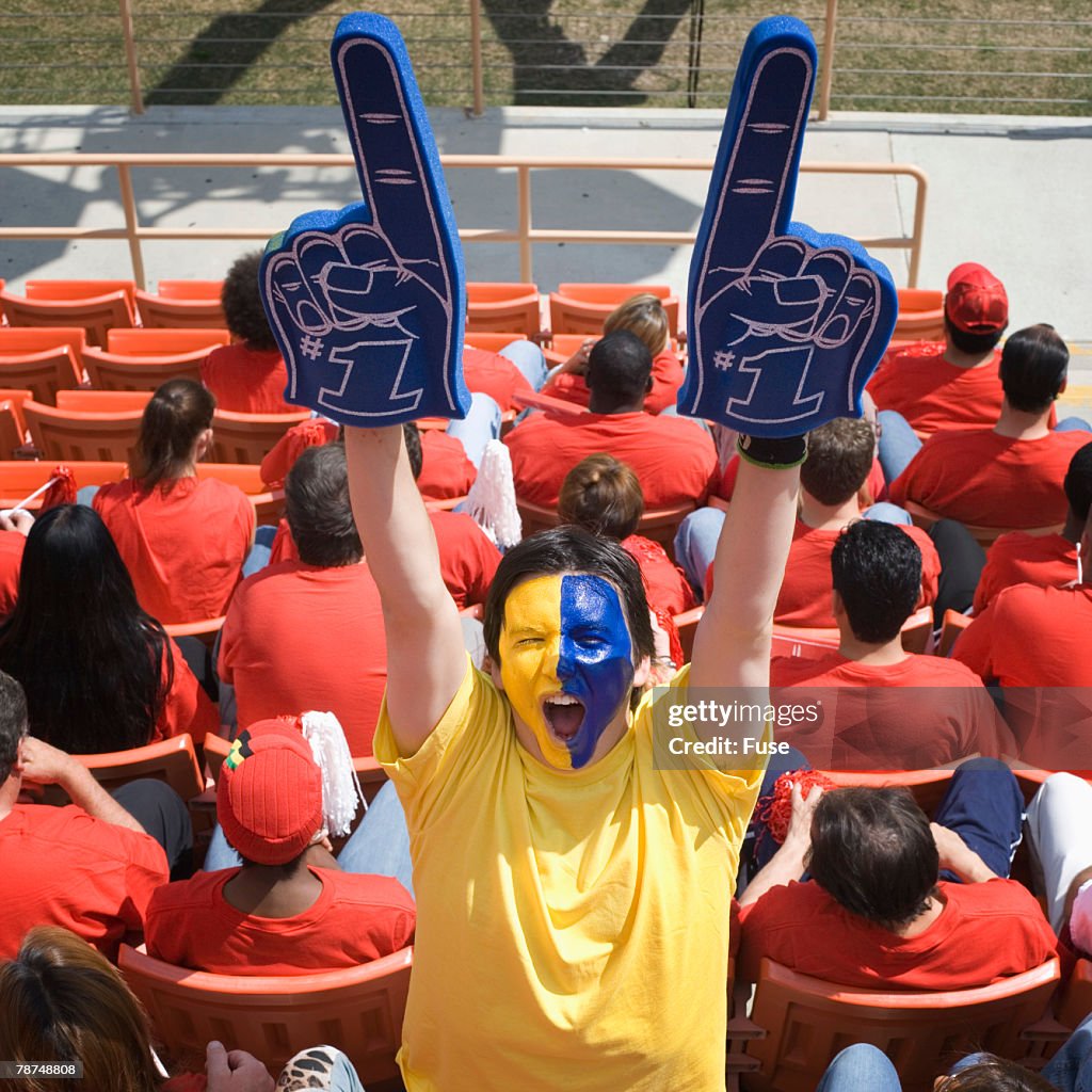 Man with Face Paint Cheering