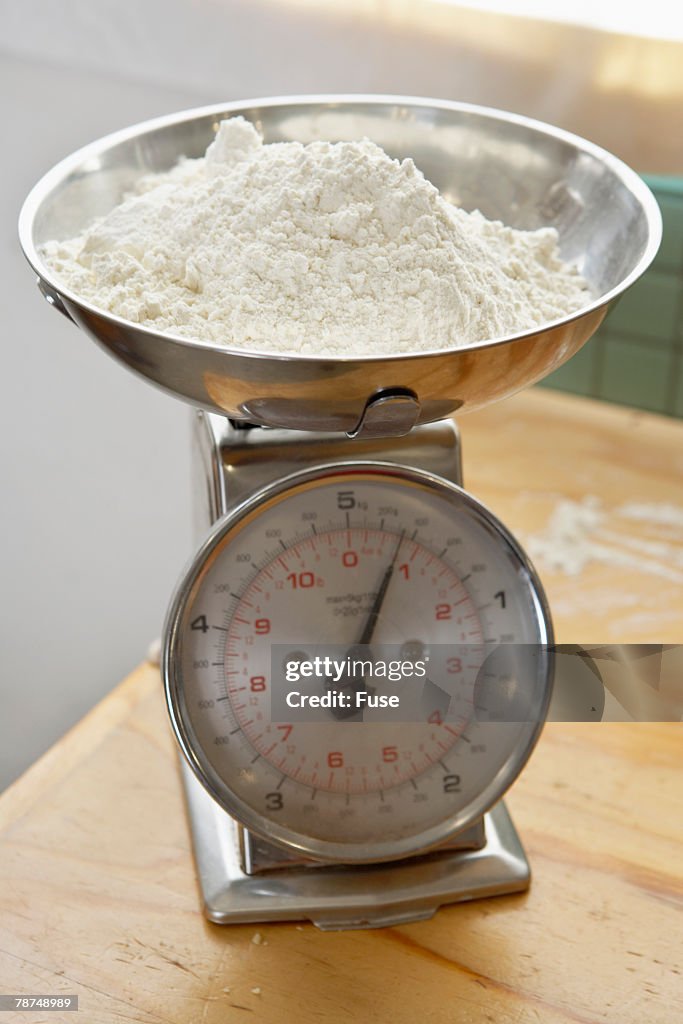 Weighing Flour in Scales
