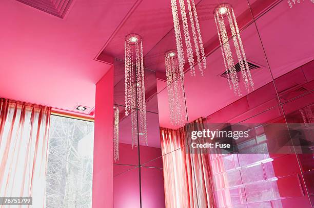 sparkling pink room with beaded lights - recessed lighting ceiling stock pictures, royalty-free photos & images