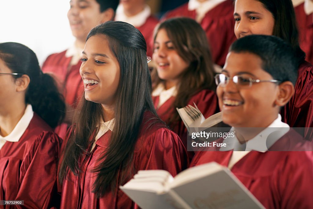 Young Choir Members Performing