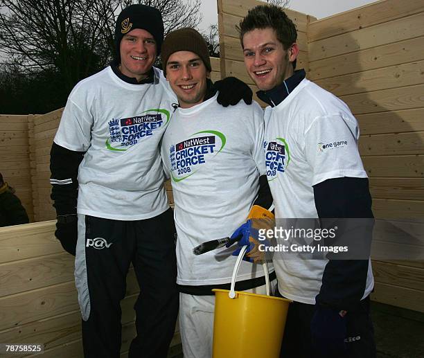 England U19 players Ben Brown, Billy Godleman and James Lee help at the NatWest CricketForce Showcase Club 2008 at Kirby Muxloe Cricket Club on...