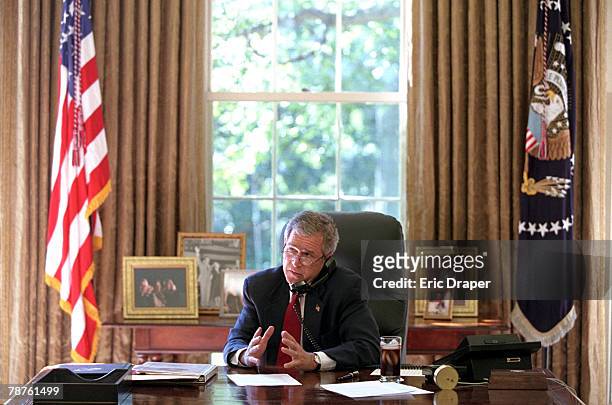President George W. Bush called several world leaders from the Oval Office the morning of Sunday, Oct. 7 including this call to Crown Prince Abdallah...