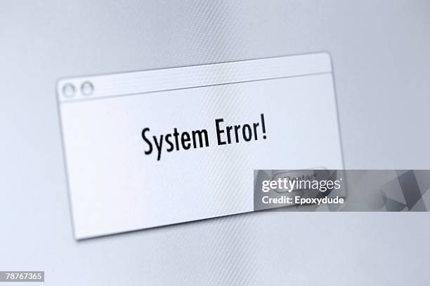error message on a computer screen - fehlermeldung stock-fotos und bilder