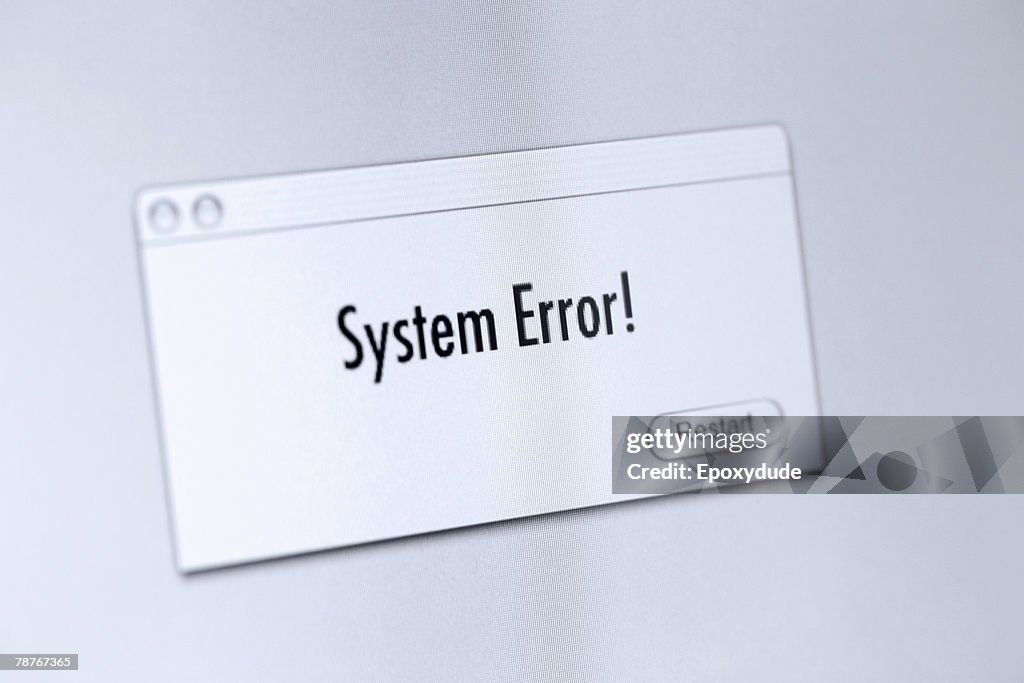 Error message on a computer screen