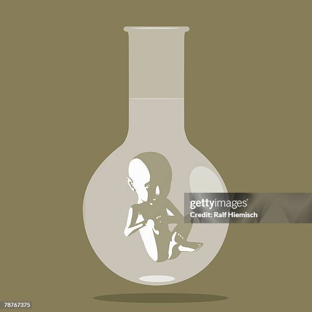 stockillustraties, clipart, cartoons en iconen met a fetus in a test tube - eugenics