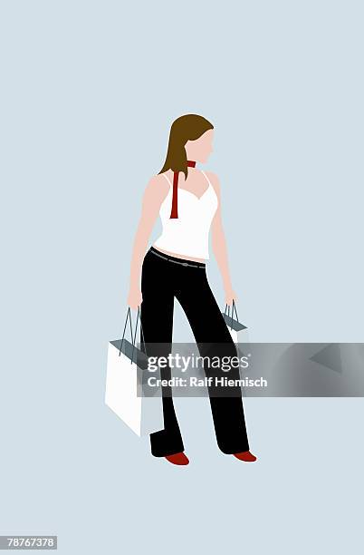 bildbanksillustrationer, clip art samt tecknat material och ikoner med a woman shopping - ärmlös topp