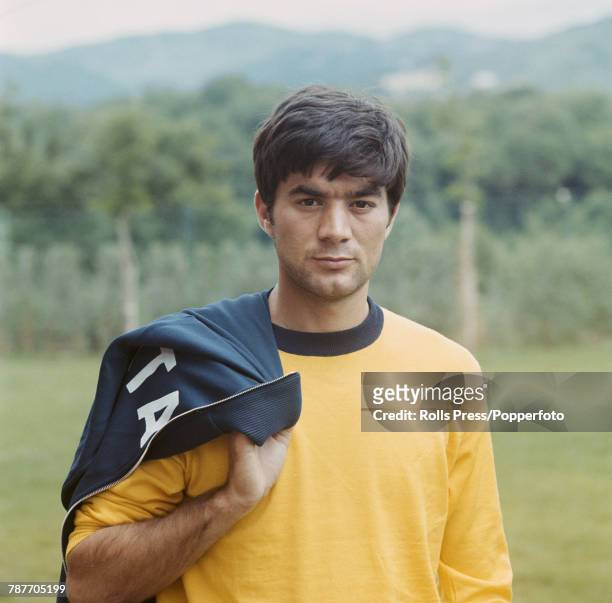 Italian professional footballer and midfielder with SSC Napoli, Antonio Juliano pictured during a training session in Italy in 1970.