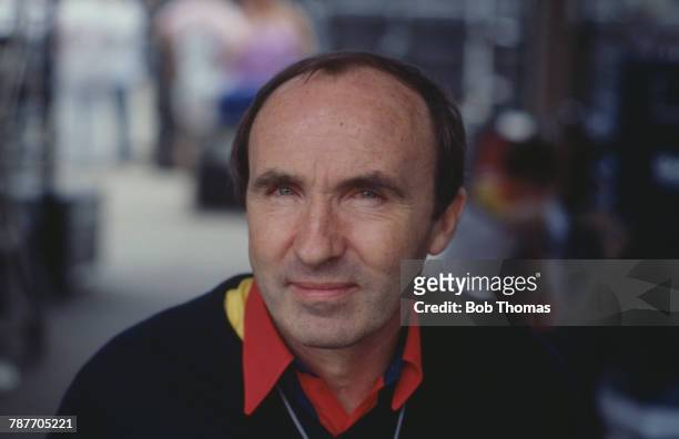 Formula One motor racing team manager Frank Williams of the Canon Williams Team pictured during the 1988 Brazilian Grand Prix at Autodromo...