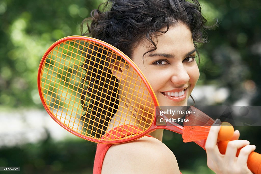 Woman with Badminton Racket