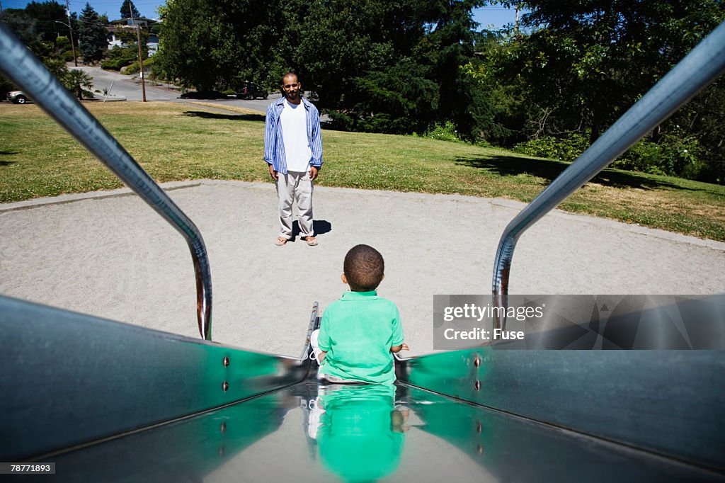 Father and Son on Playground