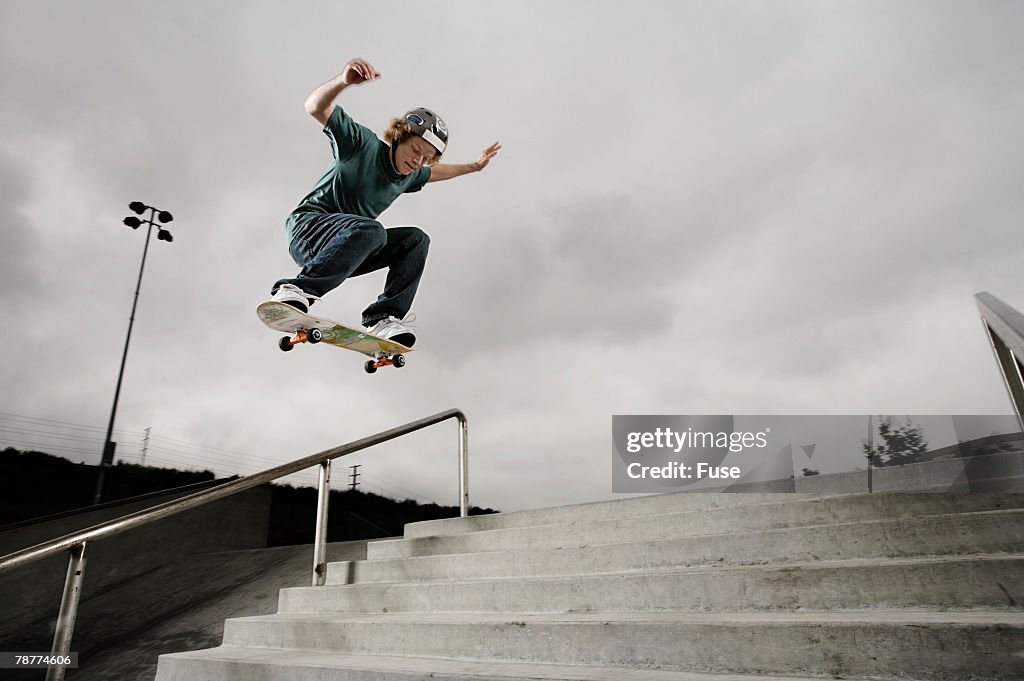 Skateboarder Performing Tricks