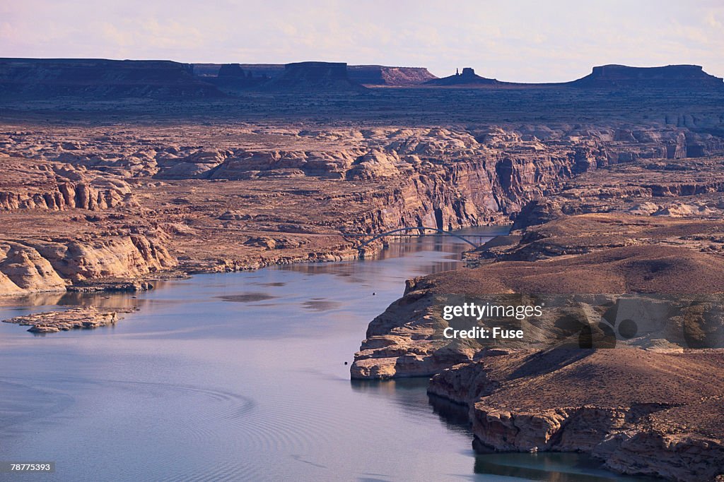 Lake Among Desert Landforms