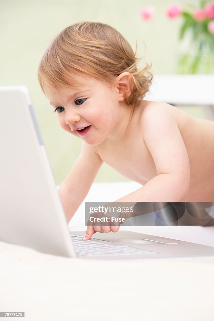 Baby Using Laptop