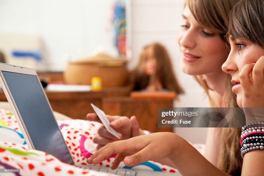 Girls Shopping on Laptop