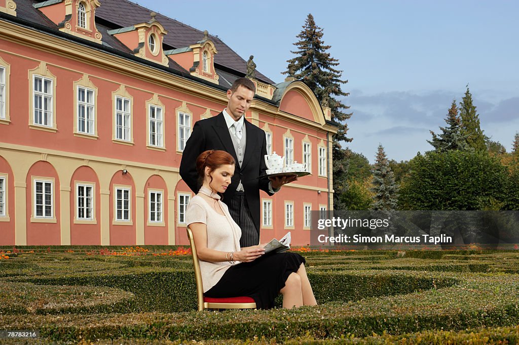 Butler Tea Ritual Butler Serving Tea To Lady At Manor House High-Res Stock Photo - Getty ...