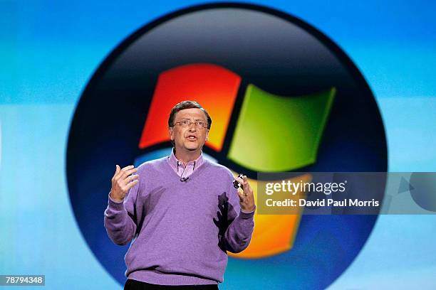 Microsoft chairman Bill Gates delivers the opening keynote address at the 2008 International Consumer Electronics Show at the Venetian January 6,...