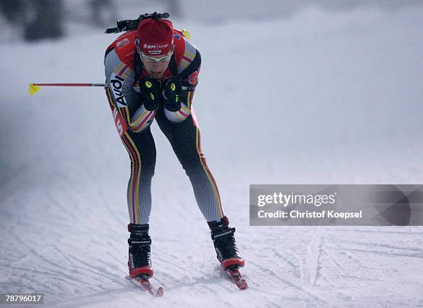 Daniel Graf of Germany skates during the Mens 10 km sprint of the E.ON Ruhrgas IBU Biathlon World Cup on January 05, 2008 in Oberhof near Erfurt,...