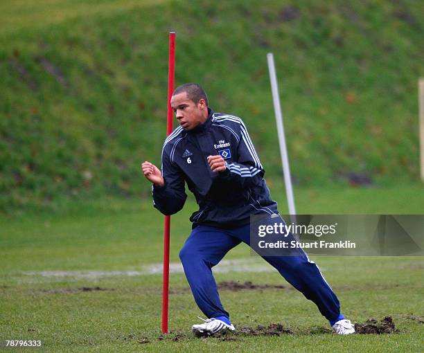 Vadis Odjidja-Ofoe in action during the Hamburger SV training session at the HSH Nordbank Arena on January 07, 2008 in Hamburg, Germany.