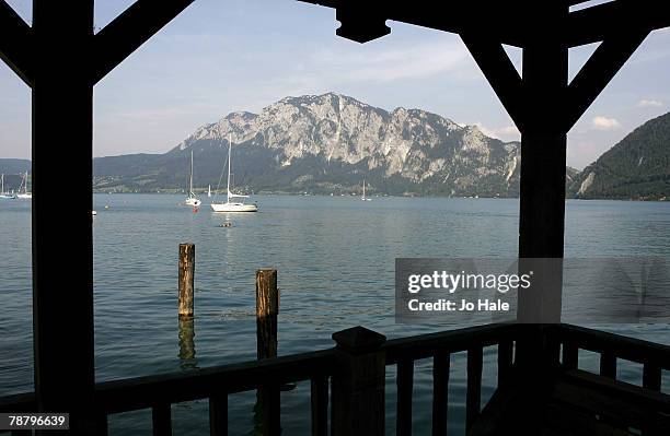 General view of Lake Attersee, Unterach am Attersee,Salzkammergut,July 29,2006 in Upper Austria.