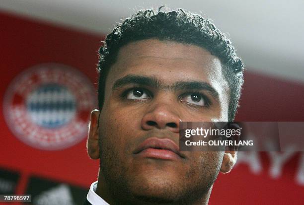 Bayern Munich's new Brazilian recruit defender Breno addresses a press conference, 07 January 2008 in Munich. The 18-year-old player started his...