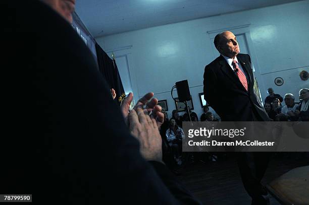 Republican presidential candidate and former New York City Mayor Rudy Giuliani speaks during a town hall meeting January 7, 2008 in Hudson, New...