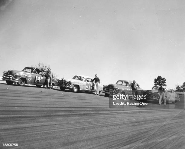 The line-up and overflowing crowd for the first annual Southern 500 on September 4, 1950 in Darlington, South Carolina. This was the first ever...