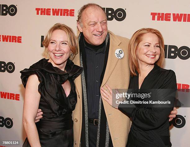 Amy Ryan, John Doman and Deirdre Lovejoy arrive at the "The Wire" Season 5 Premiere at the Chelsea West Theater on January 4, 2008 in New York City.