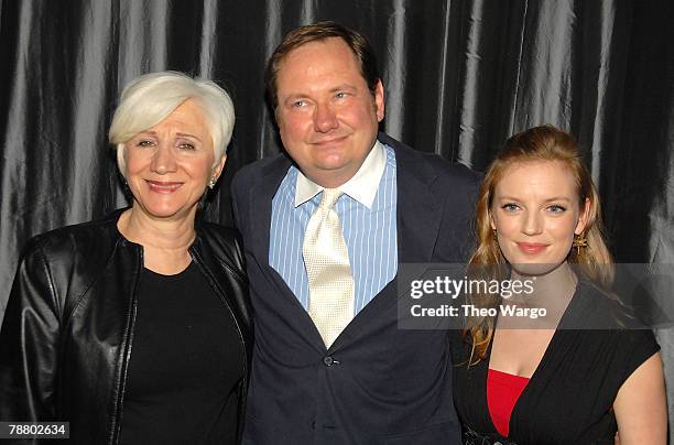 Actress Olympia Dukakis, Chair of the New York Film Critics Cirle Stephen Whitty and writer/director Sarah Polley attend the 2007 New York Film...