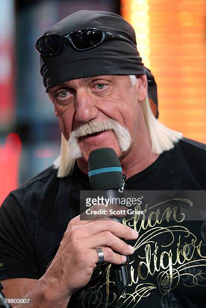 Personality Hulk Hogan appears onstage during MTV's Total Request Live at the MTV Times Square Studios January 7, 2008 in New York City.