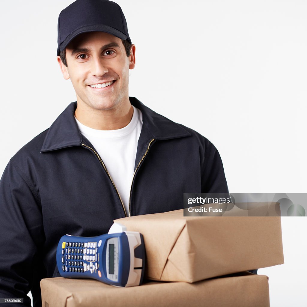 Delivery Man Holding Packages