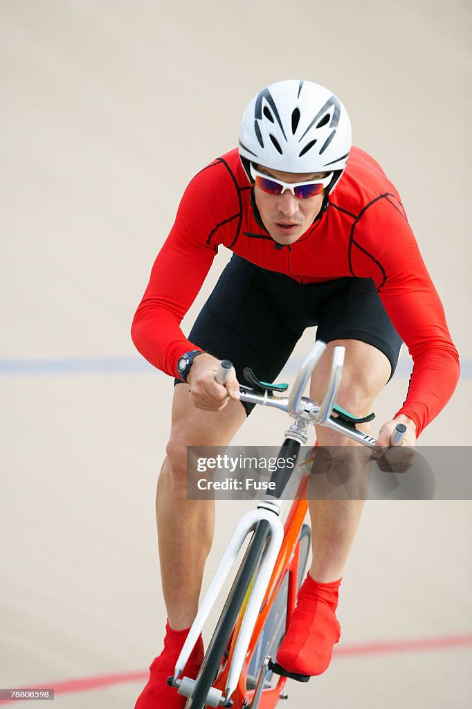 Racing Cyclist on Velodrome