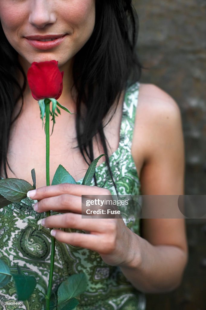 Woman with Red Rose