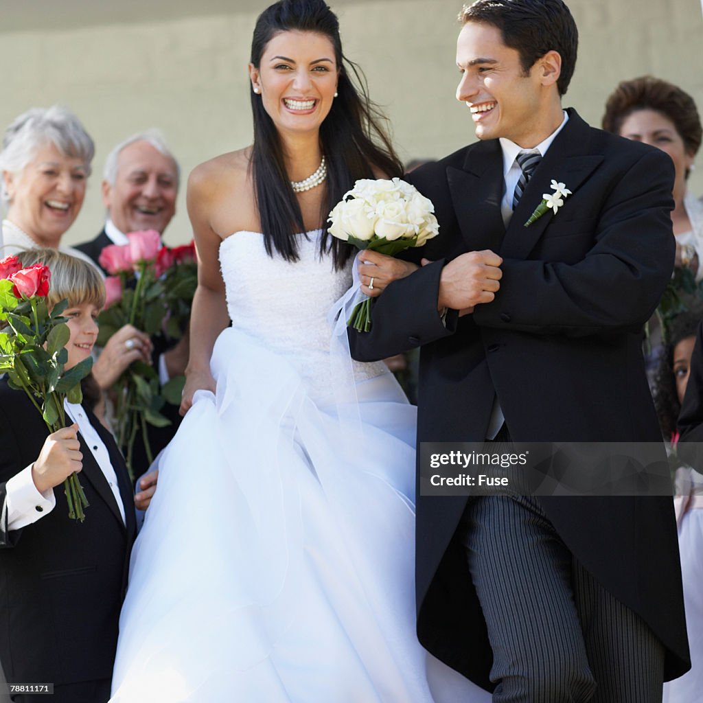 Newlyweds Leaving Wedding Ceremony