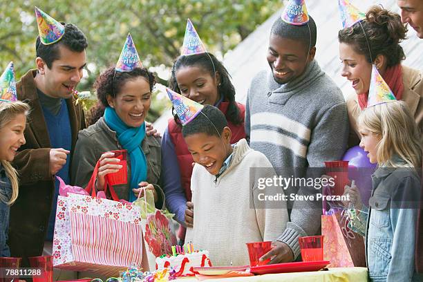 friends at birthday party - steve prezant stock pictures, royalty-free photos & images