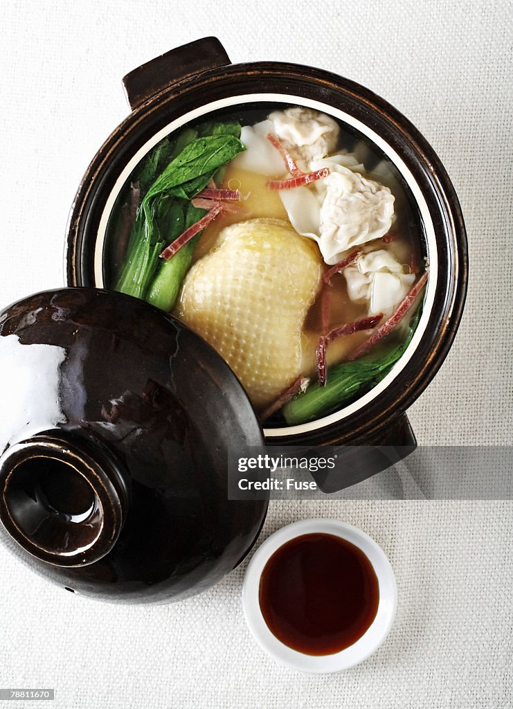 Chicken and Wonton in Hot Pot