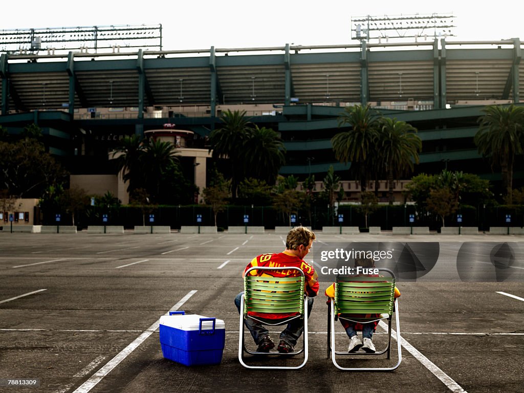 Father and Son Tailgating