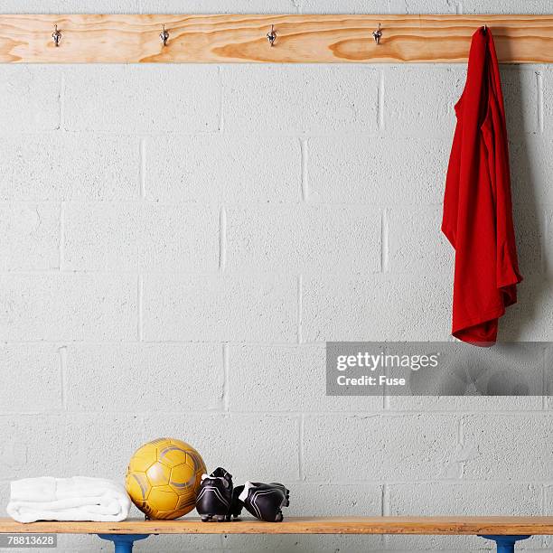 soccer gear - locker room wall stock pictures, royalty-free photos & images