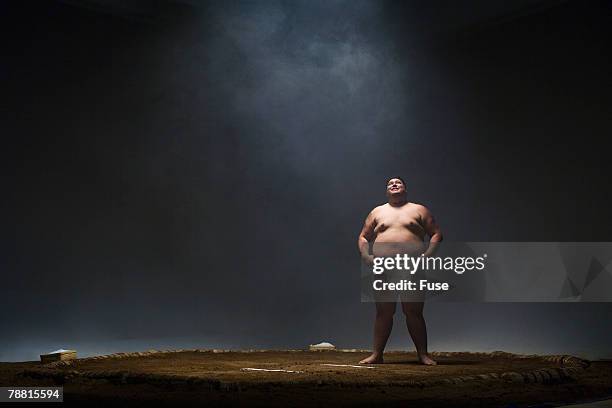 sumo wrestler in ring - sumo stock pictures, royalty-free photos & images