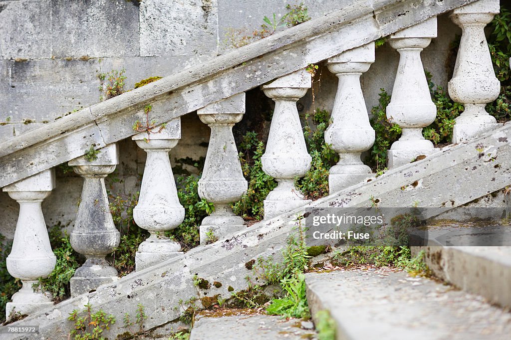 Weathered Balustrade on Garden Steps