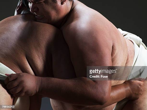sumo wrestlers during match - combat sport fotografías e imágenes de stock