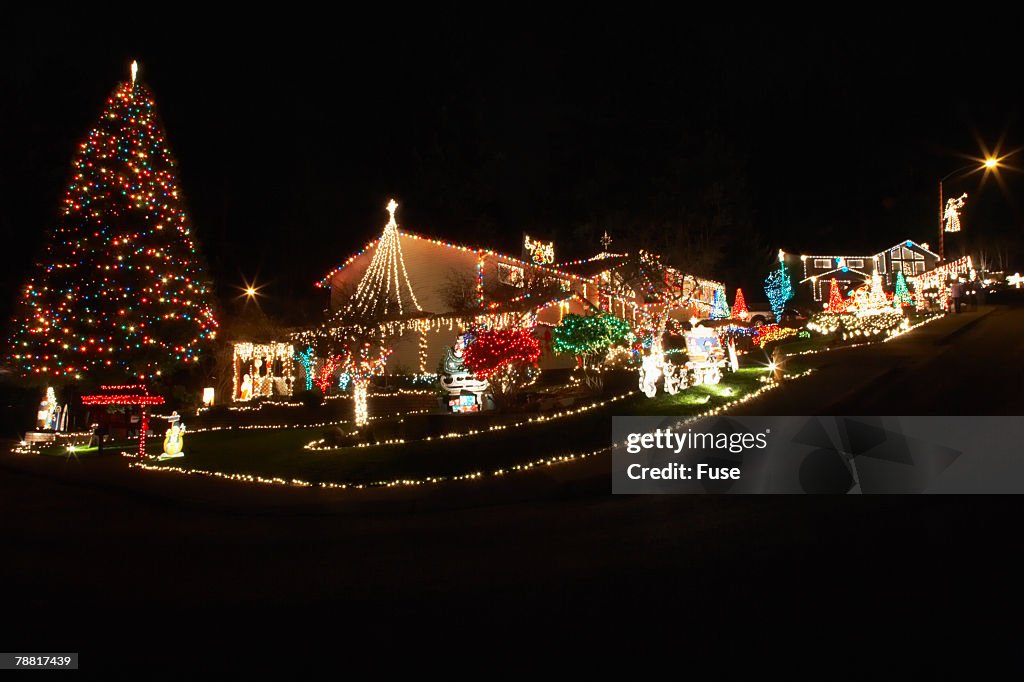 House Decorated for Christmas