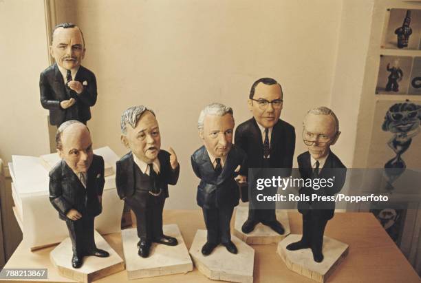 View of plasticine models, commissioned by the Labour party, of British Conservative party politicians which will be incorporated in to Labour party...